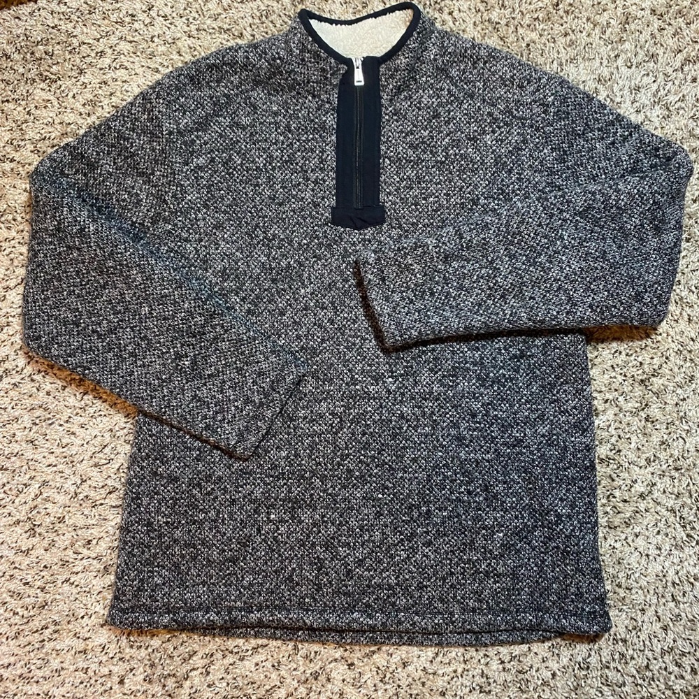 Orvis Men’s Gray Marled Zip-Up Sweater with Black Placket